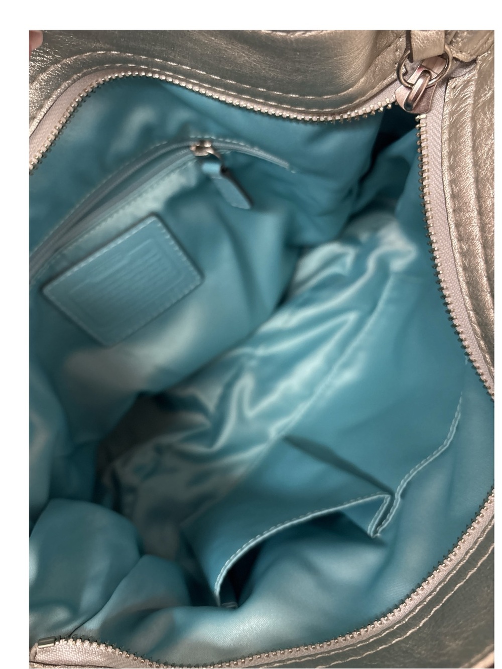 Y2K Coach Metallic Silver Leather Zoe Hobo Bag - Picture 7 of 13